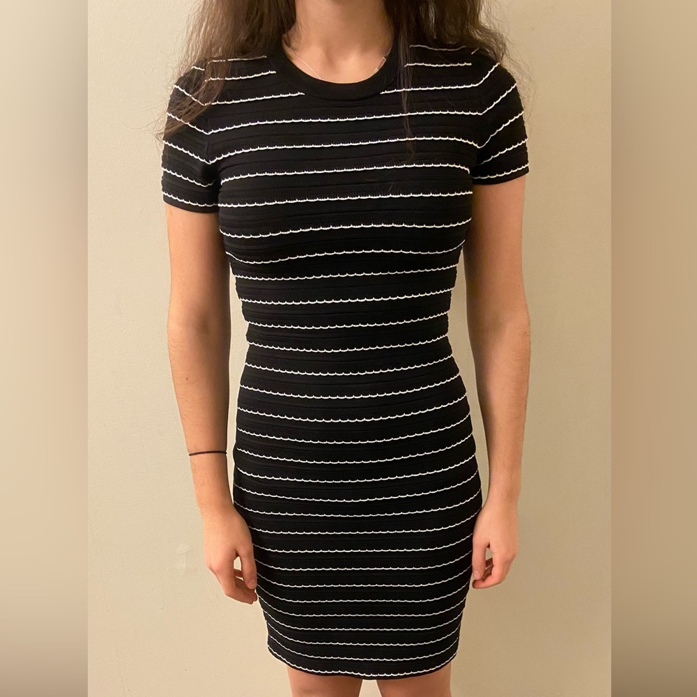 MICHAEL Michael Kors bodycon dress short sleeve, size small, black and white NWT